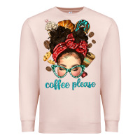 Pale Pink coffee please messy bun with coffee bean bbs Premium Sweatshirt - BundleAndBundleShop