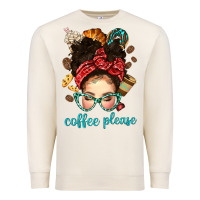 Sandshell coffee please messy bun with coffee bean bbs Premium Sweatshirt - BundleAndBundleShop