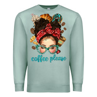 Seafoam coffee please messy bun with coffee bean bbs Premium Sweatshirt - BundleAndBundleShop