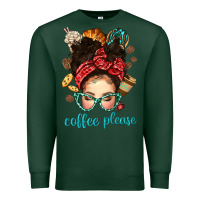 Sports Green coffee please messy bun with coffee bean bbs Premium Sweatshirt - BundleAndBundleShop