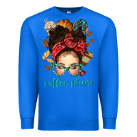True Royal coffee please messy bun with coffee bean bbs Premium Sweatshirt - BundleAndBundleShop