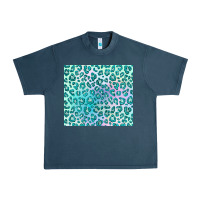 Midnight Navy turquoise leopard glitter Urban Heavy Tee - JahusDesignShop