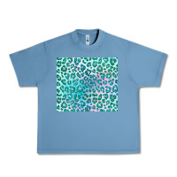 Pebble Blue turquoise leopard glitter Urban Heavy Tee - JahusDesignShop