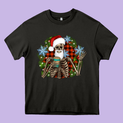 Santa Skeleton Christmas Heavy Core Tee Designed By Artiststas