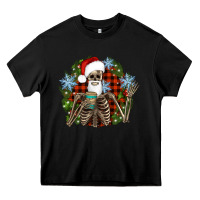 Black Santa skeleton christmas Heavy Core Tee - Artiststas