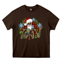 Chocolate Brown Santa skeleton christmas Heavy Core Tee - Artiststas