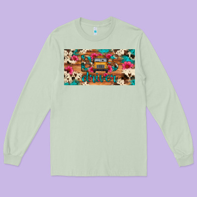 Bus Driver School Bus Cowhide License Plate Long Sleeve Tee Designed By Artiststas