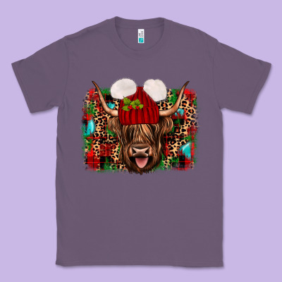 Highland Cow Christmas Classic Tee Designed By Jahusdesignshop