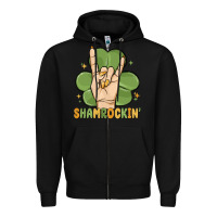 Black st. patrick's day shamrockin' Zipper Hoodie - MaliasSmallBusiness