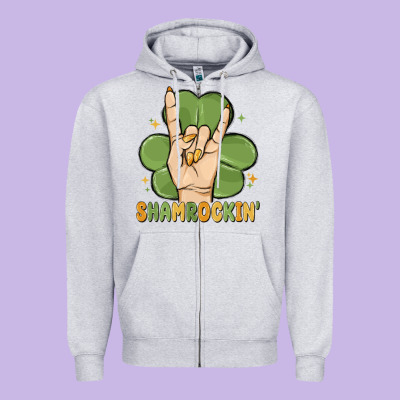 St. Patrick's Day Shamrockin' Zipper Hoodie Designed By Maliassmallbusiness