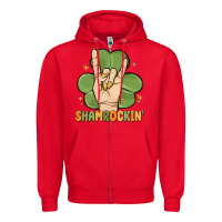 Red st. patrick's day shamrockin' Zipper Hoodie - MaliasSmallBusiness