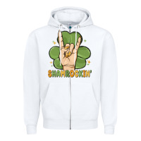 White st. patrick's day shamrockin' Zipper Hoodie - MaliasSmallBusiness