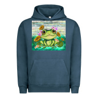 Pigment Midnight Navy frog with sunflower Urban Hoodie - TumblerDesignByShophia
