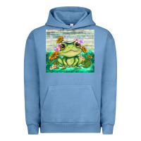 Pigment Pebble Blue frog with sunflower Urban Hoodie - TumblerDesignByShophia