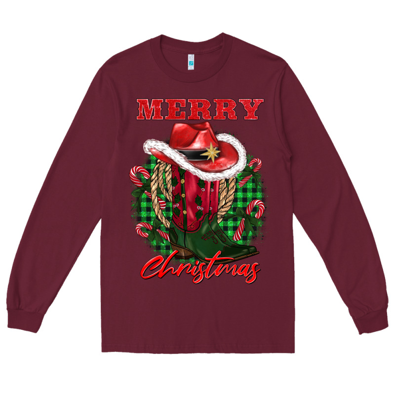 Merry Christmas Boots Hat Rope Long Sleeve Tee by AdoDesignShop | Teevron