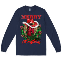 Navy merry christmas boots hat rope Long Sleeve Tee - AdoDesignShop