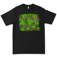 Black st patricks day shamrock and leopard distressed ba Premium Tee - RanaPortraitStore