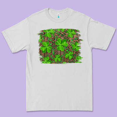 Premium Tee st patricks day shamrock and leopard distressed ba