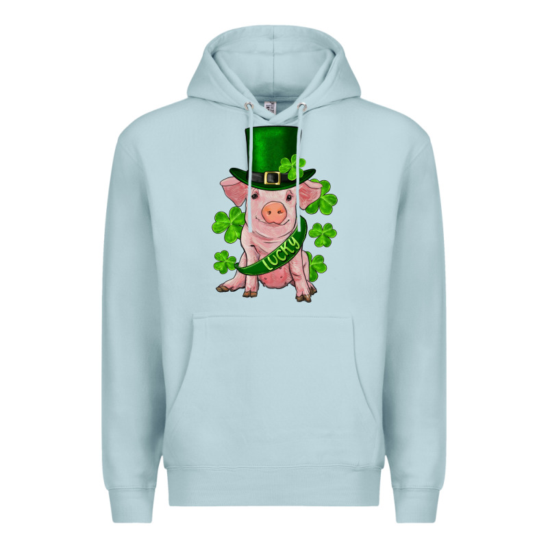 St. Patrick's Day Lucky Baby Pig Premium Hoodie by RanaPortraitStore | Teevron