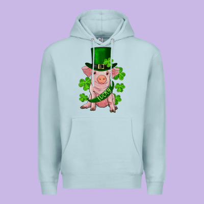 St. Patrick's Day Lucky Baby Pig Premium Hoodie Designed By Ranaportraitstore