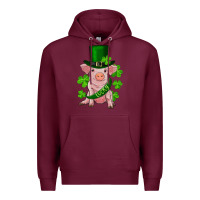Burgundy st. patrick's day lucky baby pig Premium Hoodie - RanaPortraitStore
