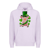 Lilac st. patrick's day lucky baby pig Premium Hoodie - RanaPortraitStore