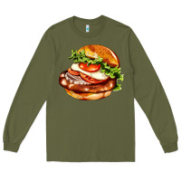 Army Green American hamburger Long Sleeve Tee - AdoDesignShop