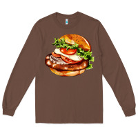Chestnut American hamburger Long Sleeve Tee - AdoDesignShop