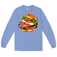 Colony Blue American hamburger Long Sleeve Tee - AdoDesignShop