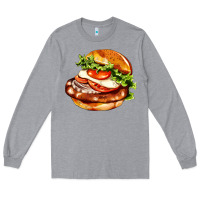 Heather Grey American hamburger Long Sleeve Tee - AdoDesignShop