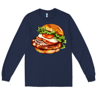 Navy American hamburger Long Sleeve Tee - AdoDesignShop
