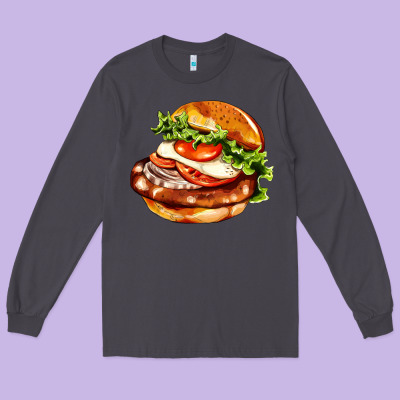 American Hamburger Long Sleeve Tee Designed By Adodesignshop