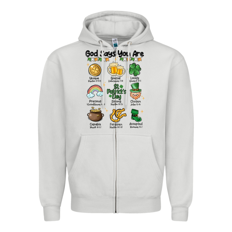 God Says You Are St Patrick's Day Zipper Hoodie by MaliasSmallBusiness | Teevron