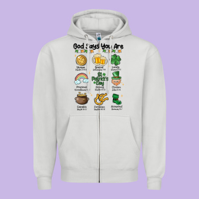 God Says You Are St Patrick's Day Zipper Hoodie Designed By Maliassmallbusiness