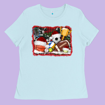 Christmas Sports Background Ladies Tee Designed By Adodesignshop