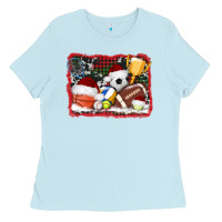Baby Blue christmas sports background Ladies Tee - AdoDesignShop