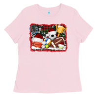Bubblegum Pink christmas sports background Ladies Tee - AdoDesignShop
