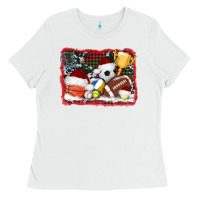 White christmas sports background Ladies Tee - AdoDesignShop