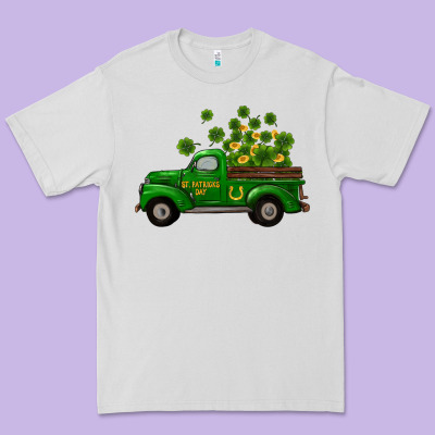 Premium Tee st patricks truck shamrock horseshoe gold