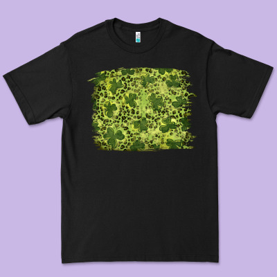 Premium Tee st patricks day shamrock leopard background