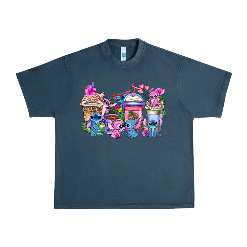 Stitch With Lilo Coffee Cups Urban Heavy Tee by AdoDesignShop | Teevron