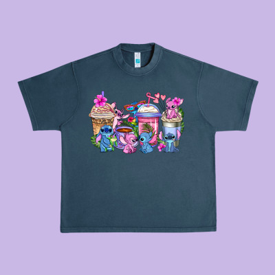 Stitch With Lilo Coffee Cups Urban Heavy Tee Designed By Adodesignshop