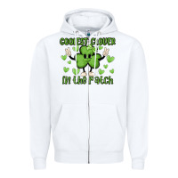 White coolest clover to pinch Zipper Hoodie - MaliasSmallBusiness