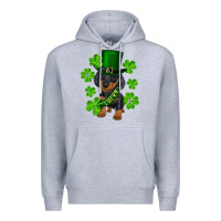Heather Grey st. patrick's day lucky dachshund puppy Premium Hoodie - RanaPortraitStore