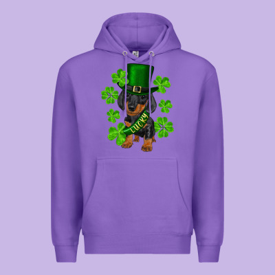 St. Patrick's Day Lucky Dachshund Puppy Premium Hoodie Designed By Ranaportraitstore