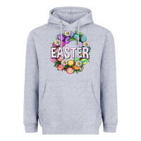 Heather Grey Easter with eggs and daisy Heavyweight Hoodie - NancyCooperArtShop