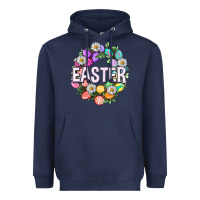 Navy Easter with eggs and daisy Heavyweight Hoodie - NancyCooperArtShop