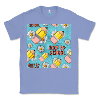 Colony Blue back to school seamless pattern Classic Tee - BundleAndBundleShop
