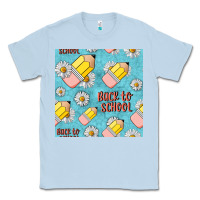 Dusty Blue back to school seamless pattern Classic Tee - BundleAndBundleShop