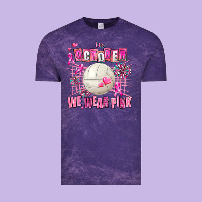 In October We Wear Pink Volleyball Vintage Tee Designed By Adodesignshop